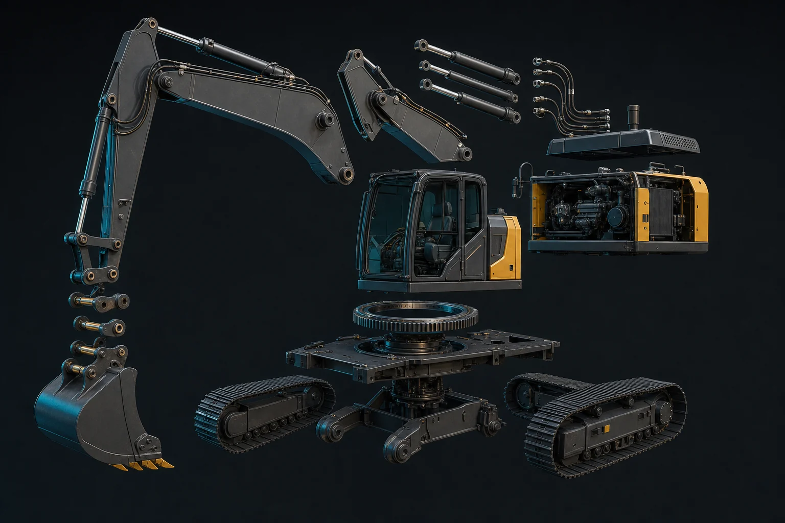 XR-900 Hydra excavator exploded assembly